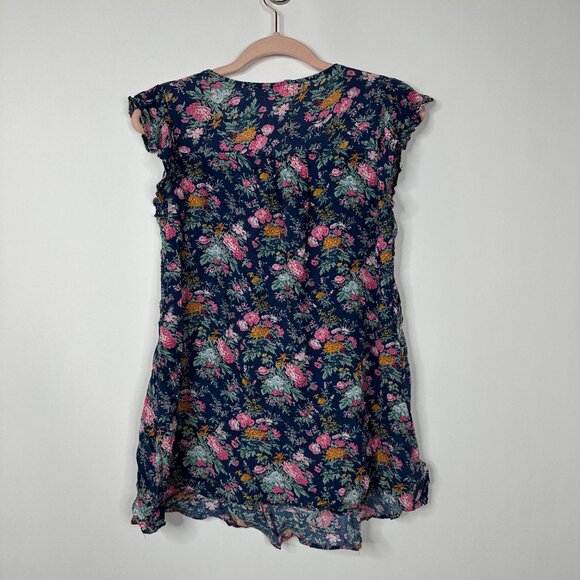 2/$24 Mine Henley Flutter Sleeve Mini Dress Floral Print Blue Medium #A0485 TRB3 - Picture 4 of 7